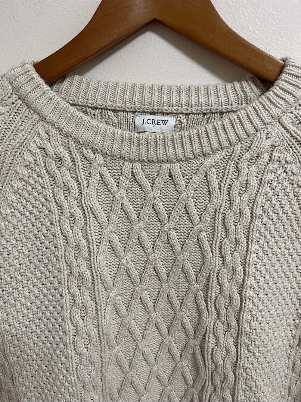 J. Crew Women’s Cable Knit Crewneck Sweater 100% Cotton Chunky Casual Cozy - Picture 4 of 12